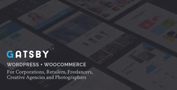 Gatsby - WordPress + eCommerce Theme WordPress theme homepage layout for a agency creative website