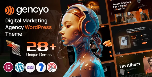 Gencyo - Digital Agency WordPress WordPress theme homepage layout for a agency creative website