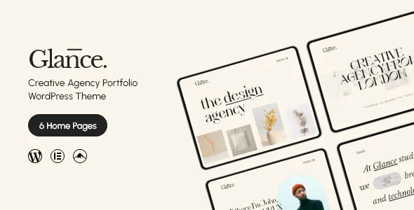Glance - Creative Agency Portfolio WordPress Theme WordPress theme homepage layout for a agency creative website