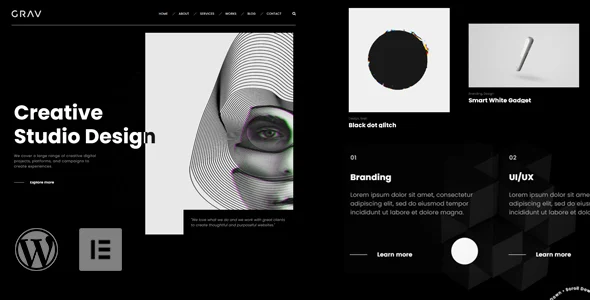 GRAV - Creative Portfolio WordPress Theme WordPress theme homepage layout for a agency creative website