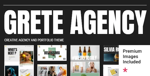 Grete - Creative Agency WordPress Theme WordPress theme homepage layout for a agency creative website