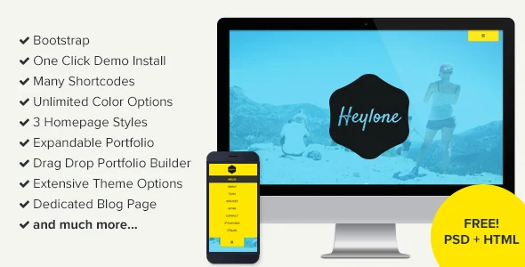Heylone - One Page Parallax WordPress Theme WordPress theme homepage layout for a agency creative website