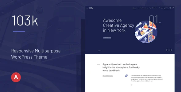 Hundred & Three — Responsive Multipurpose WordPress Theme WordPress theme homepage layout for a blog creative website