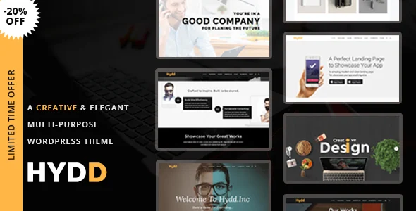 Hydd - Creative Multi-Purpose WordPress Theme WordPress theme homepage layout for a ajax creative website