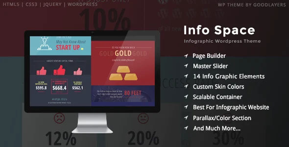 Info Space - Infographic WordPress WordPress theme homepage layout for a advertise creative website