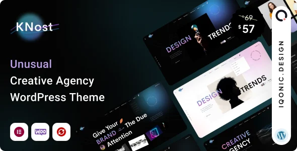 Knost - Creative Agency & Portfolio Website WordPress Theme WordPress theme homepage layout for a blog pages creative website