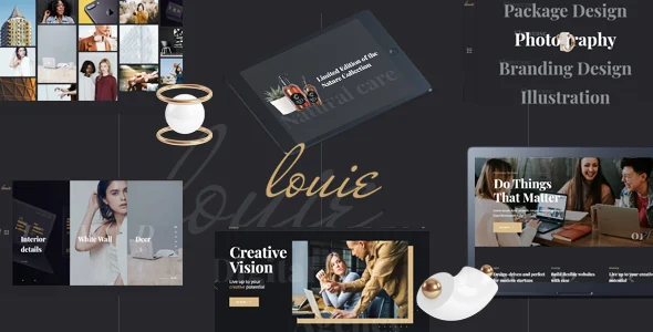 Louie - Modern Portfolio Theme for Agencies WordPress theme homepage layout for a art portfolio creative website