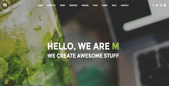 M - Creative Multi-Purpose One Page WordPress Theme WordPress theme homepage layout for a ajax contact form creative website