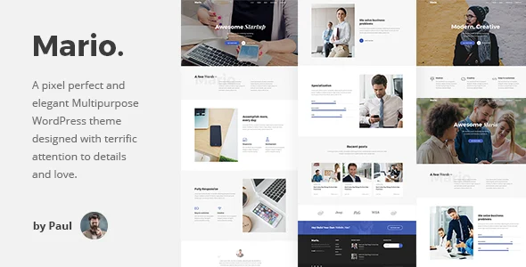 Mario. - Creative Multipurpose WordPress Theme WordPress theme homepage layout for a agency creative website