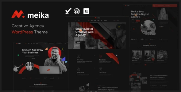 Meika – Creative Agency WordPress Theme WordPress theme homepage layout for a business creative website