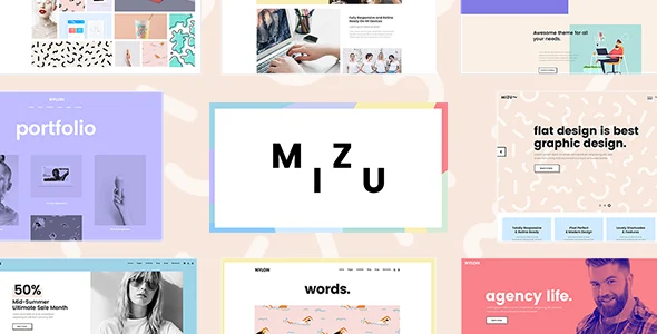 Mizu - Design Agency WordPress Theme WordPress theme homepage layout for a agency creative website