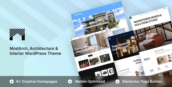 ModArch - Architecture & Interior WordPress Theme WordPress theme homepage layout for a agency architecture portfolio creative website
