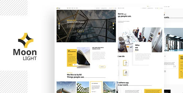 Moonlight - Architecture, Decor & Interior Design WordPress Theme WordPress theme homepage layout for a architect creative website
