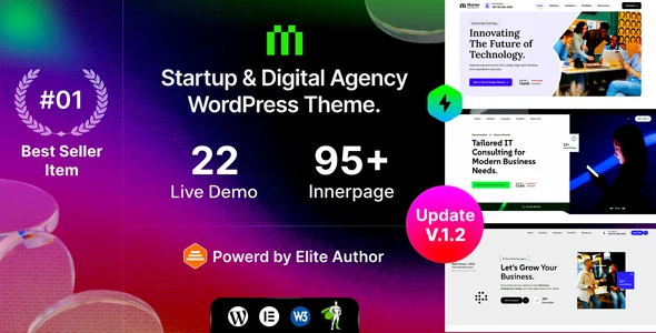 Mortar - Startup Digital Agency WordPress Theme WordPress theme homepage layout for a agency creative website