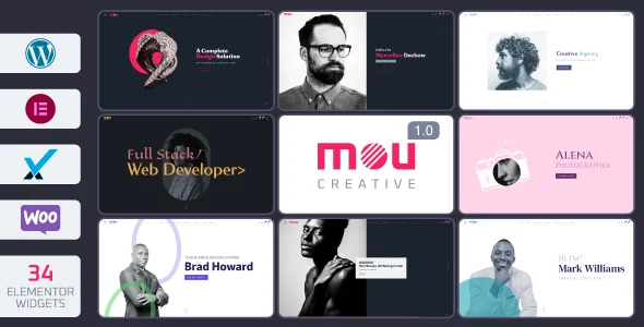 Mou - Creative Portfolio & Agency WordPress Theme WordPress theme homepage layout for a blog creative website