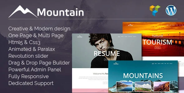 Mountain | Creative One Page WordPress Theme WordPress theme homepage layout for a bootstrap creative website