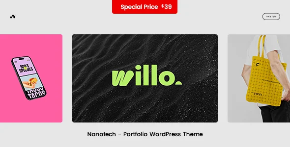 Nanotech - Creative Portfolio WordPress Theme WordPress theme homepage layout for a agency creative website