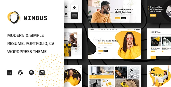 Nimbus - CV & Portfolio WordPress Theme WordPress theme homepage layout for a creative creative website