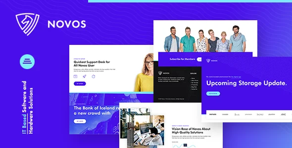 Novos | IT Company & Digital Solutions Wordpress Theme WordPress theme homepage layout for a animation creative website