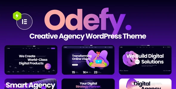 Odefy - Creative Multipurpose WordPress Theme WordPress theme homepage layout for a agency creative website