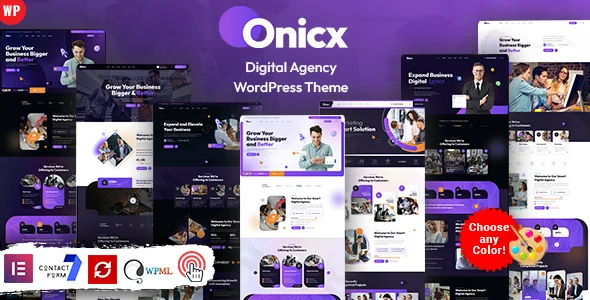 Onicx - Digital Agency WordPress WordPress theme homepage layout for a agency creative website