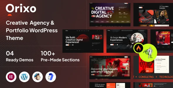 Orixo – Creative Agency & Portfolio WordPress Theme WordPress theme homepage layout for a agency portfolio creative website