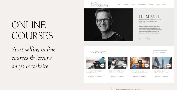Artale | Wedding Photography WordPress — interior page design