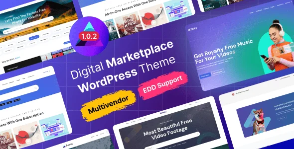 Aseet - Digital Marketplace WordPress Theme — homepage layout