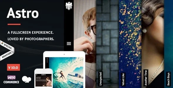 Astro - Photography WordPress Theme — homepage layout