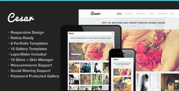 Cesar | Photography WordPress — homepage layout