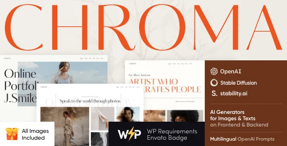 Chroma - Photography Portfolio WordPress Theme — homepage layout