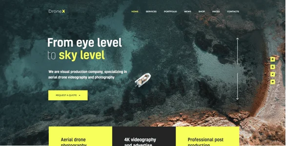DroneX | Drone Videography & Aerial Photography WordPress Theme — interior page design