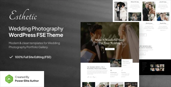 Esthetic - Wedding Photography Gutenverse FSE WordPress Block Theme — homepage layout