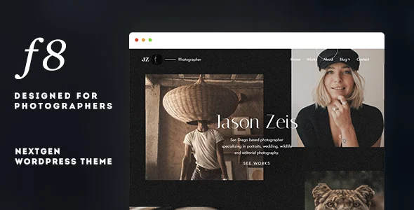 f8 - NextGen Photography WordPress Theme — homepage layout