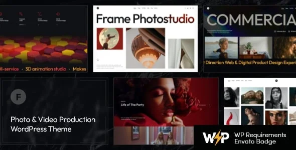 Frame - Photo & Video Production WordPress Theme + AI — homepage layout