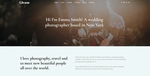 Gleam - Portfolio Photography WordPress Theme — case study or portfolio page