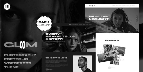 Gloom - Photography Portfolio Elementor WordPress Theme — homepage layout