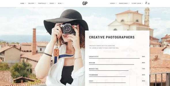 Grand Photography WordPress — interior page design