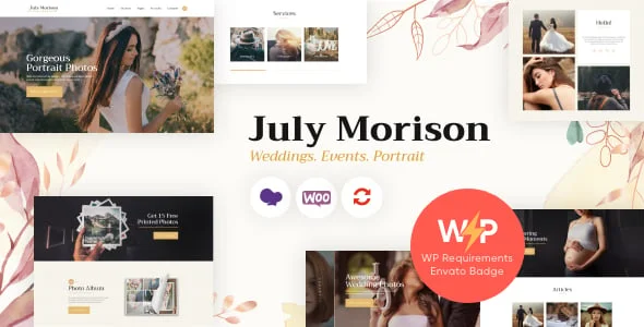 July Morison | Photographer Portfolio & Lookbook WordPress Theme — homepage layout