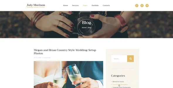 July Morison | Photographer Portfolio & Lookbook WordPress Theme — interior page design