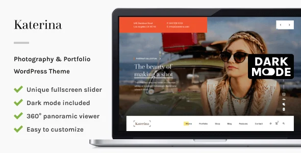 Katerina - Photography & Portfolio WordPress Theme — homepage layout