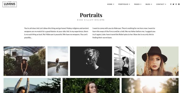 Luminis - Portfolio Photography WordPress Theme — interior page design