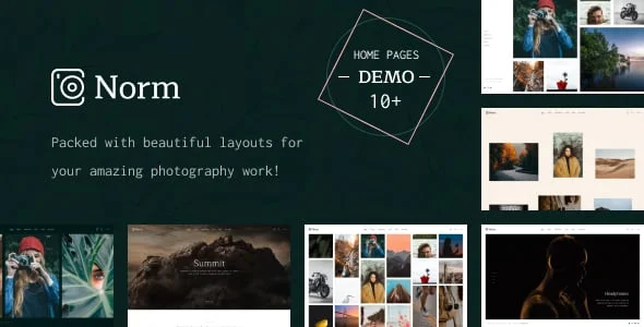 Norm - Photography Elementor WordPress Theme — homepage layout