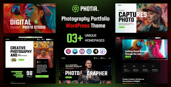 Photia - Photography Portfolio WordPress Theme — homepage layout