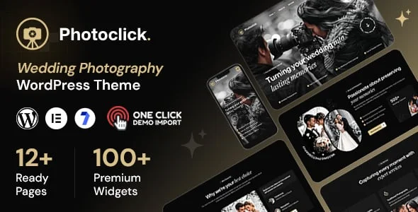 Photoclick - Wedding Photography WordPress Theme — homepage layout