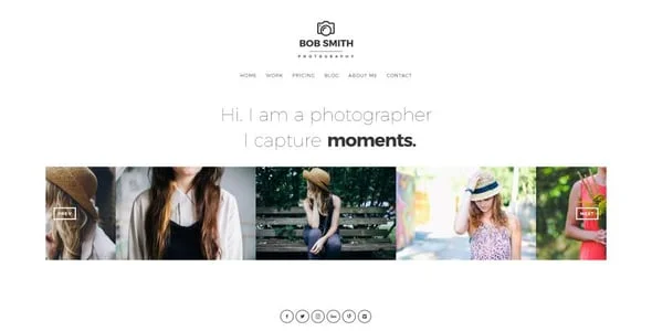 Photographer WordPress Theme — content section layout