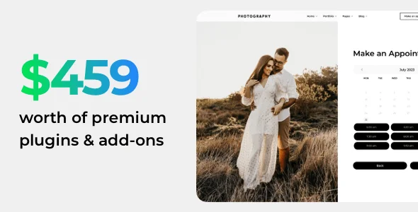 Photography WordPress — content section layout