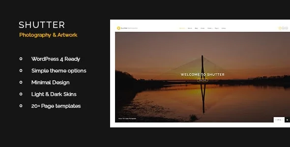 Shutter - Photography & Art WordPress Theme — homepage layout