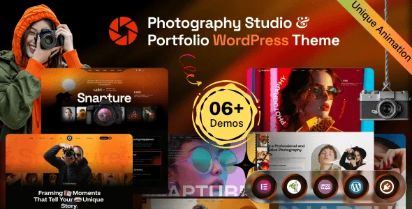 Snapture - Photography Studio & Portfolio WordPress Theme — homepage layout