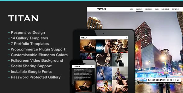 Titan | Photography WordPress — homepage layout